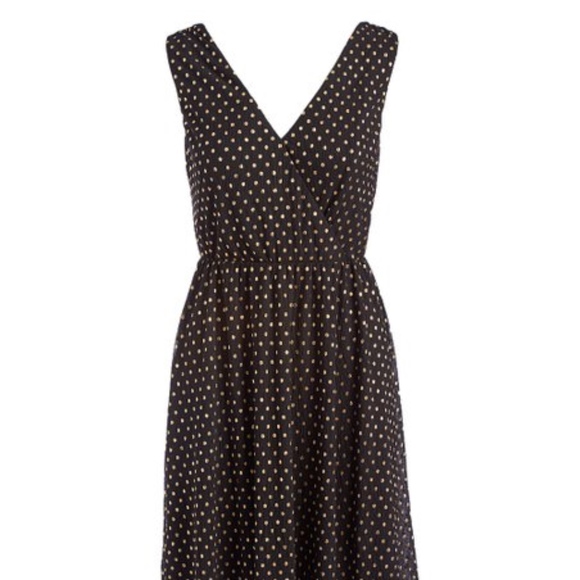 Black/Gold Dot Fit Flare Dress - Picture 1 of 5